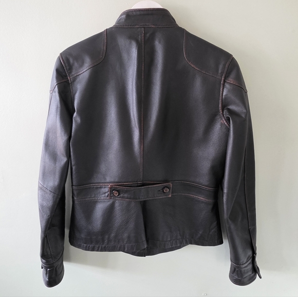 Stamp 10 M 90s Modern Contemporary Western Rodeo Burnished Leather Jacket - Picture 9 of 16